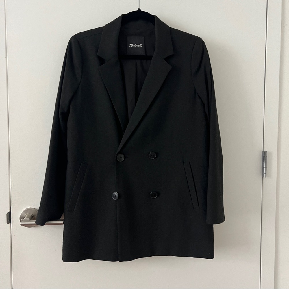 Madewell Caldwell Double Breasted Blazer in Black Size Small